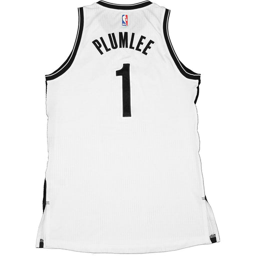 Mason Plumlee Jersey - Brooklyn Nets 2014-2015 Season Game Used #1 White Jersey (XL) (Used 3/2  3/4  3/23  3/27)(BKN01777)