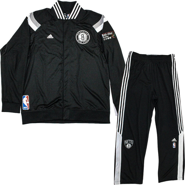 Mason Plumlee Uniform - Brooklyn Nets 2014-2015 Season Game Used #1 Black  White and Grey Road Warmup Set w/ 2015 All-Star Patch