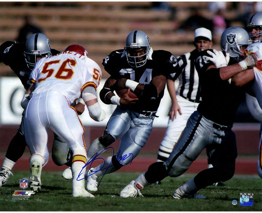 Bo Jackson Signed Rushing Against Chiefs Horizontal 16x20 Photo