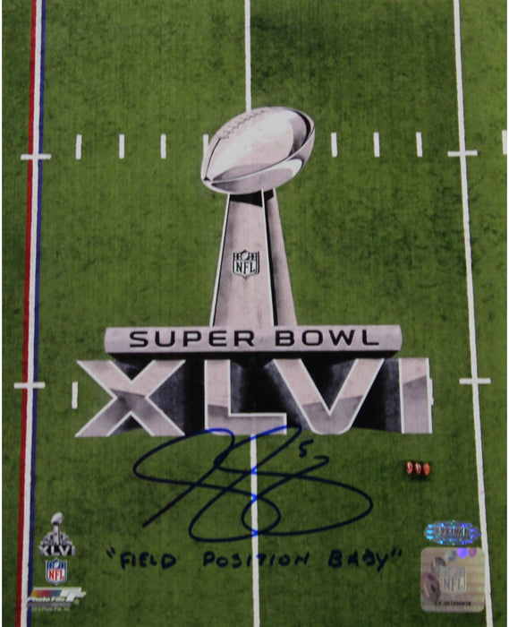 Steve Weatherford SB XLVI Logo Vertical 8x10 Photo w/ "Field Position Baby" Insc.