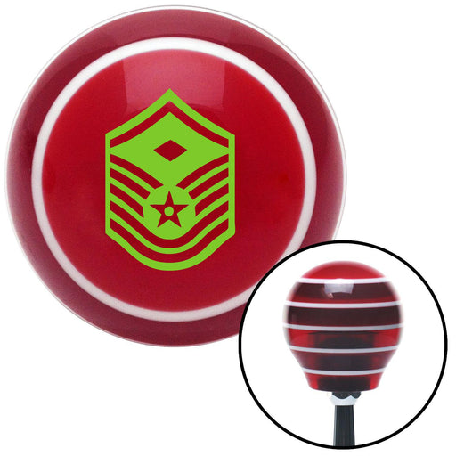 Green Master Sergeant First Sergeant  Red Stripe Shift Knob with M16 x 15 Insert