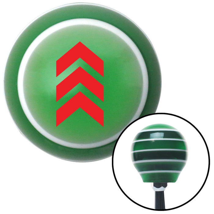 Red Military Arrows Up Green Stripe Shift Knob with M16 x 15 Insert