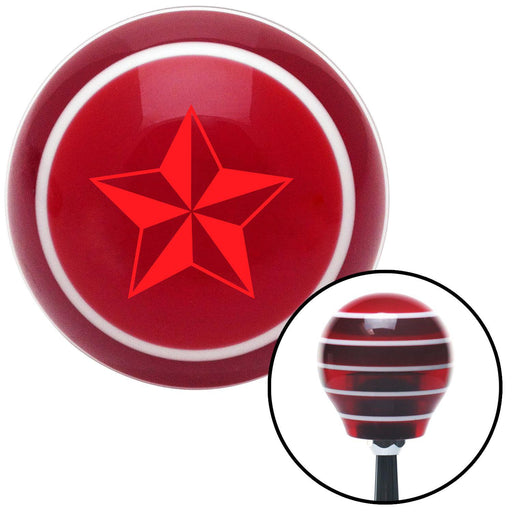 Red 5 Point Star Red Stripe Shift Knob with M16 x 15 Insert