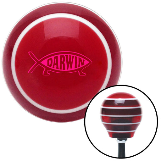 Pink Darwin Fish Red Stripe Shift Knob with M16 x 15 Insert