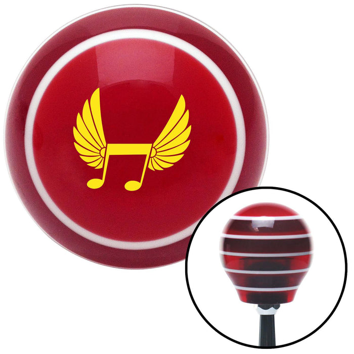 Yellow Musical Note w Wings Red Stripe Shift Knob with M16 x 15 Insert