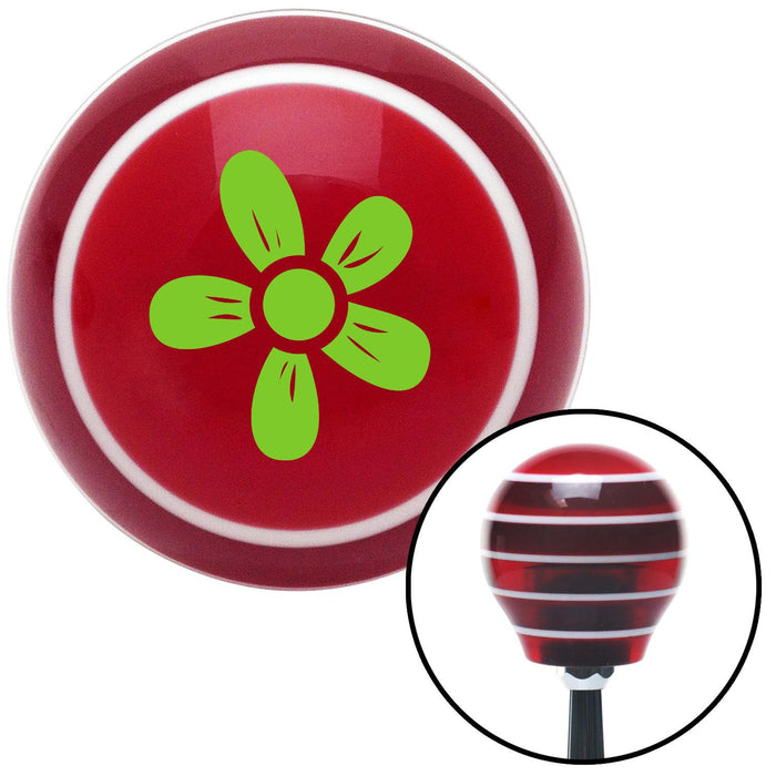 Green Flower  Daisy Red Stripe Shift Knob with M16 x 15 Insert