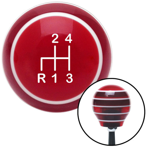 White Shift Pattern 2n Red Stripe Shift Knob with M16 x 15 Insert