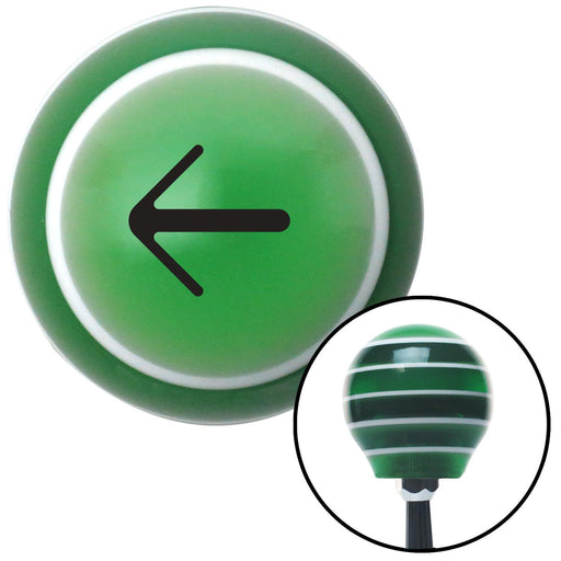 Black Pointing Solid Arrow Left Green Stripe Shift Knob with M16 x 15 Insert