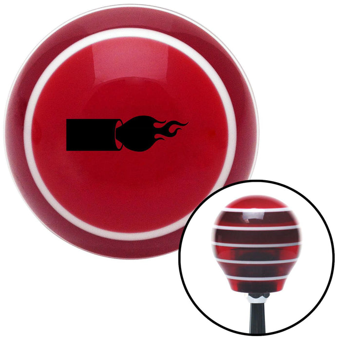 Black Flamethrower Red Stripe Shift Knob with M16 x 15 Insert