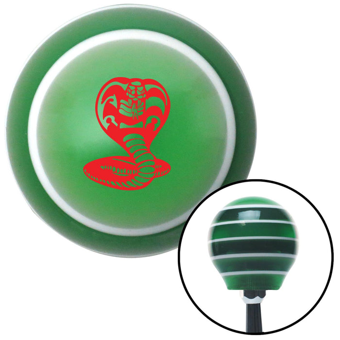 Red King Cobra Green Stripe Shift Knob with M16 x 15 Insert