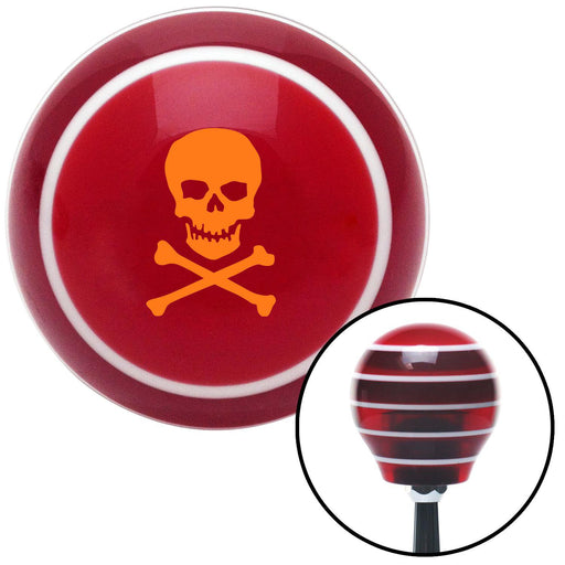 Orange Skull  Bones Red Stripe Shift Knob with M16 x 15 Insert