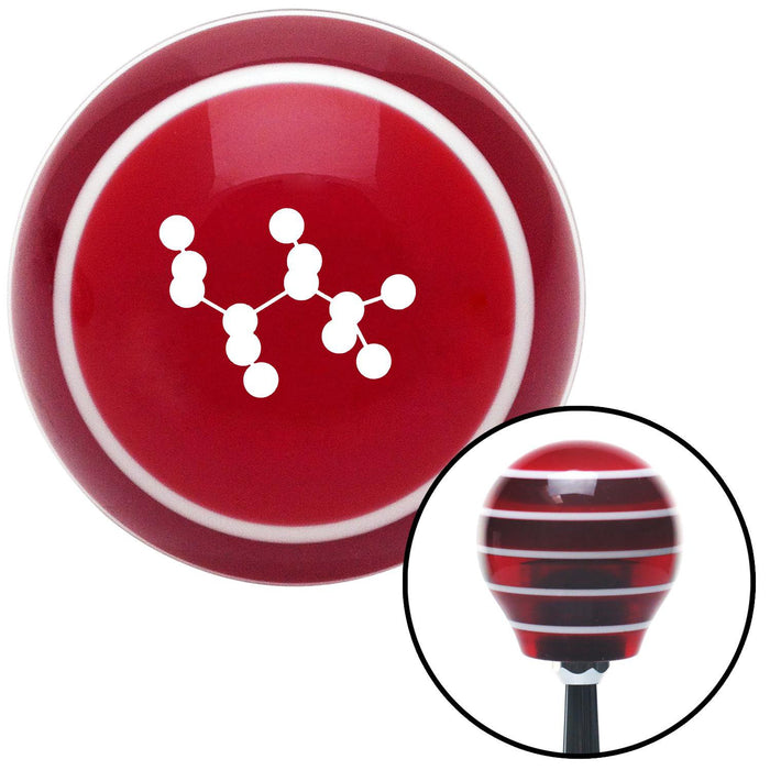 White Molecule Structure Red Stripe Shift Knob with M16 x 15 Insert