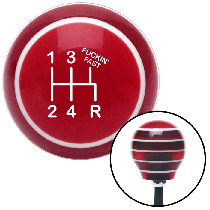 White Shift Pattern Fcking Fast Style 15n Red Stripe Shift Knob with M16 x 15 Insert