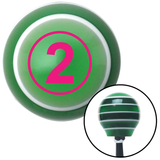 Pink Ball 2 Green Stripe Shift Knob with M16 x 15 Insert