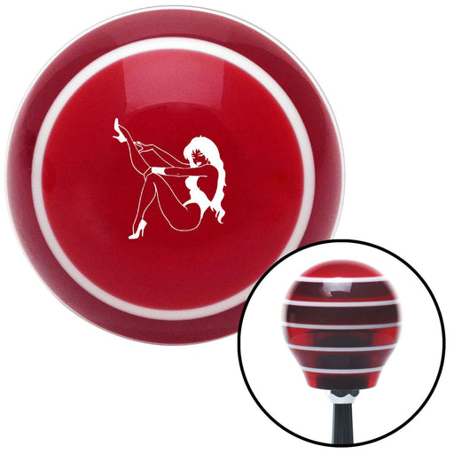 White Sexy Girl Detailed Silhouette Red Stripe Shift Knob with M16 x 15 Insert