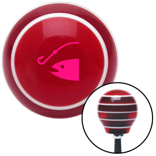 Pink Fish  Hook Red Stripe Shift Knob with M16 x 15 Insert