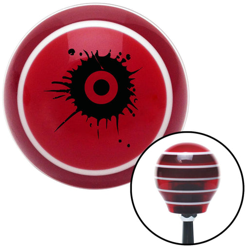 Black Target w Splatter Red Stripe Shift Knob with M16 x 15 Insert