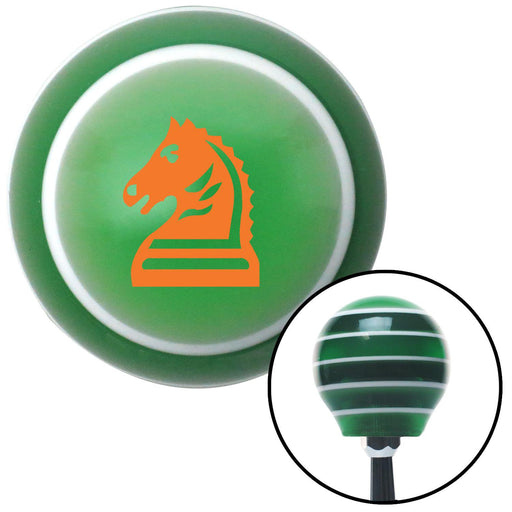 Orange Knight Horse Green Stripe Shift Knob with M16 x 15 Insert