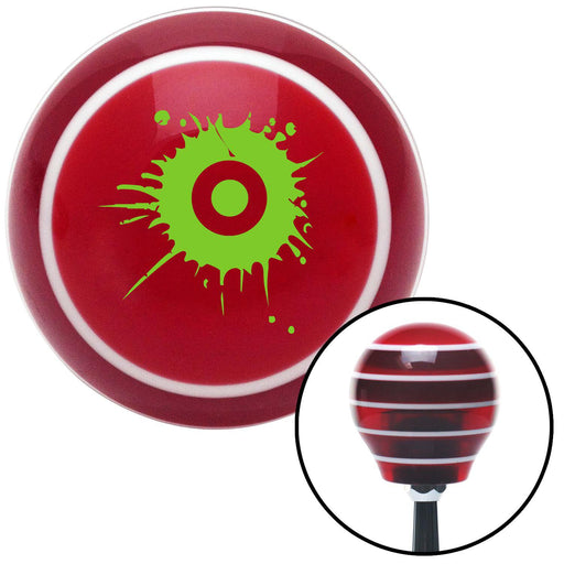 Green Target w Splatter Red Stripe Shift Knob with M16 x 15 Insert