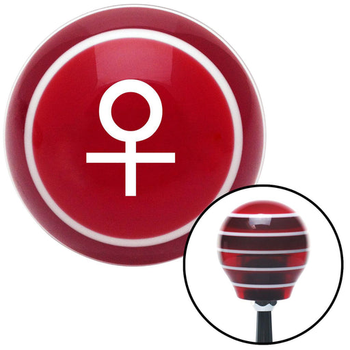 White Female Red Stripe Shift Knob with M16 x 15 Insert