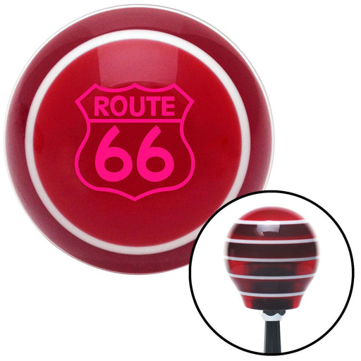 Pink Route 66 Sign Red Stripe Shift Knob with M16 x 15 Insert