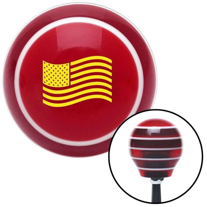 Yellow American Flag Waving Red Stripe Shift Knob with M16 x 15 Insert