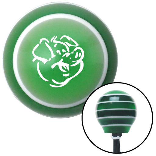 White Pig Green Stripe Shift Knob with M16 x 15 Insert