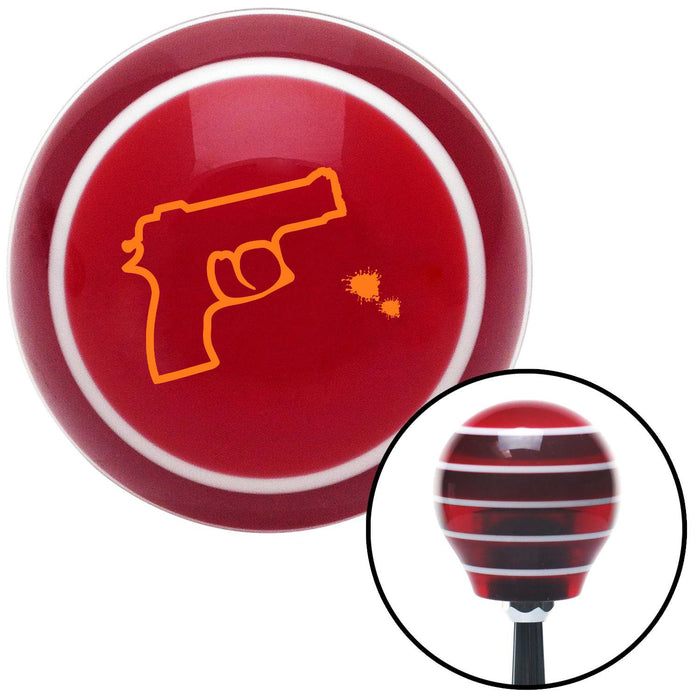 Orange Gun Outline Red Stripe Shift Knob with M16 x 15 Insert