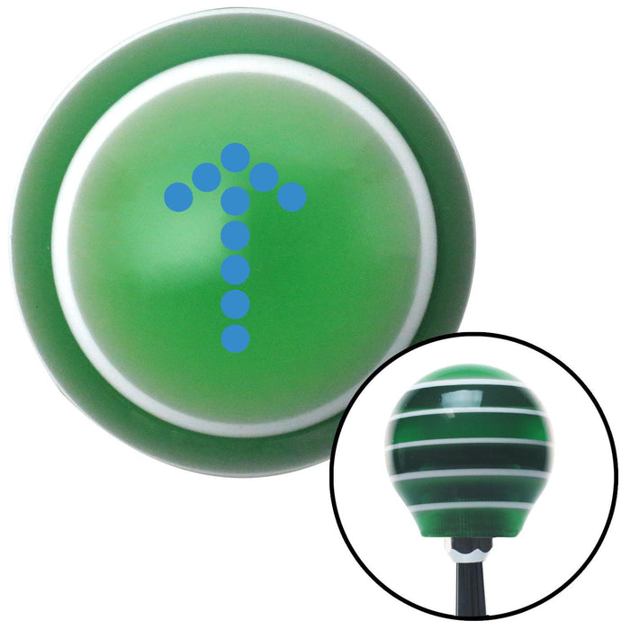 Blue Dotted Directional Arrow Up Green Stripe Shift Knob with M16 x 15 Insert