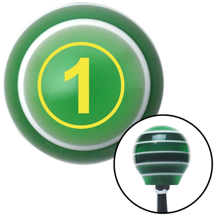 Yellow Ball 1 Green Stripe Shift Knob with M16 x 15 Insert