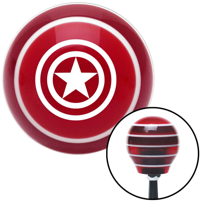 White Star Inside Circles Red Stripe Shift Knob with M16 x 15 Insert