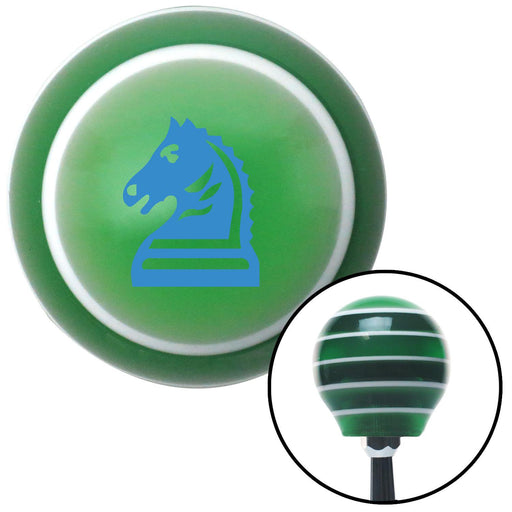 Blue Knight Horse Green Stripe Shift Knob with M16 x 15 Insert