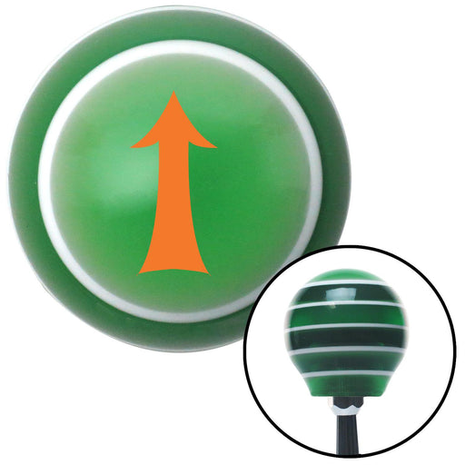 Orange Fancy Solid Directional Arrow Up Green Stripe Shift Knob with M16 x 15 Insert