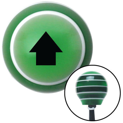 Black Solid Fat Arrow Up Green Stripe Shift Knob with M16 x 15 Insert