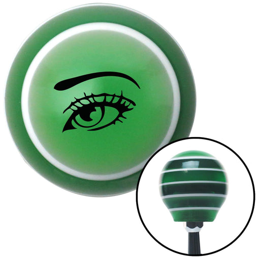 Black Womans Eye Green Stripe Shift Knob with M16 x 15 Insert