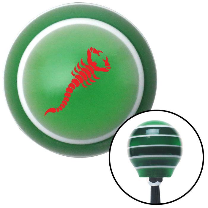 Red Small Scorpion Green Stripe Shift Knob with M16 x 15 Insert