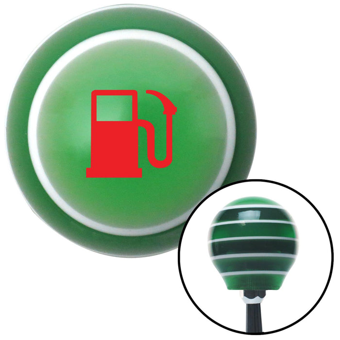 Red Gas Station Tank Green Stripe Shift Knob with M16 x 15 Insert