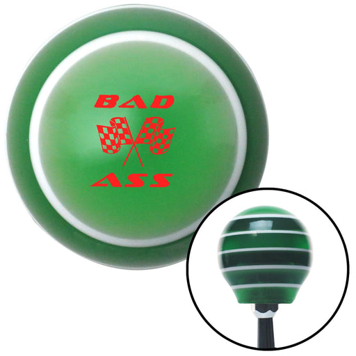 Red Bad Ass Flags Green Stripe Shift Knob with M16 x 15 Insert