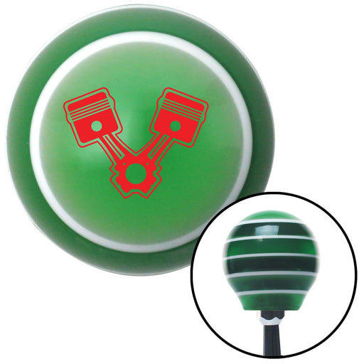 Red 2 Pistons Green Stripe Shift Knob with M16 x 15 Insert