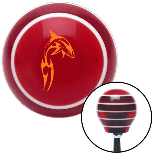 Orange Abstract Shark Red Stripe Shift Knob with M16 x 15 Insert