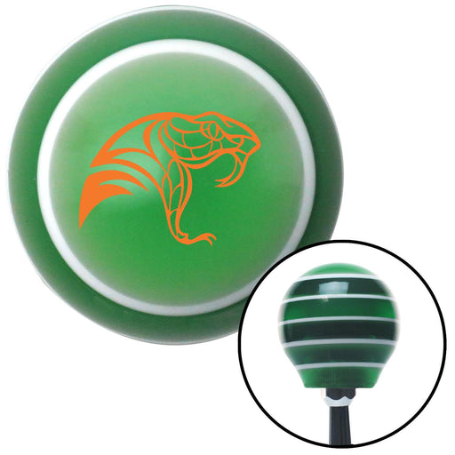 Orange Snake Profile Green Stripe Shift Knob with M16 x 15 Insert