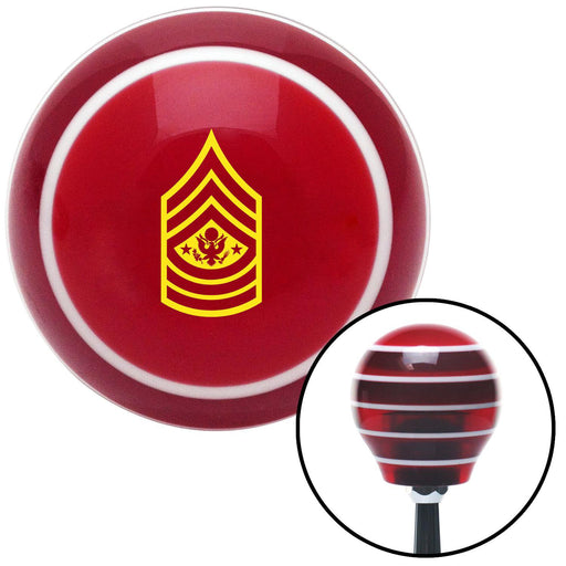 Yellow Sergeant Major of the Army Red Stripe Shift Knob with M16 x 15 Insert