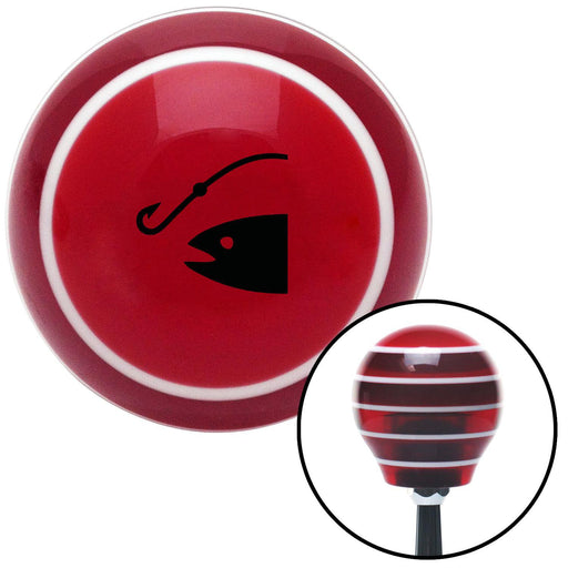 Black Fish  Hook Red Stripe Shift Knob with M16 x 15 Insert