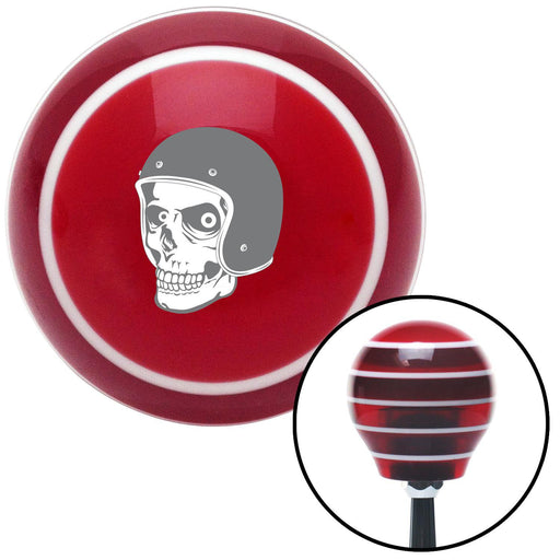 Grey Hellraiser Skull Red Stripe Shift Knob with M16 x 15 Insert