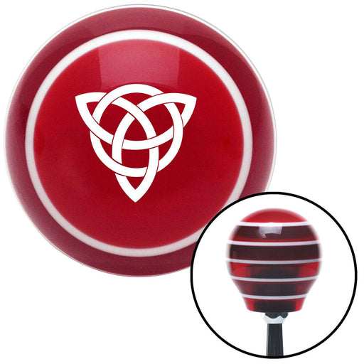 White Celtic Design Red Stripe Shift Knob with M16 x 15 Insert