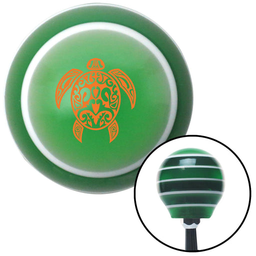 Orange Turtle Green Stripe Shift Knob with M16 x 15 Insert