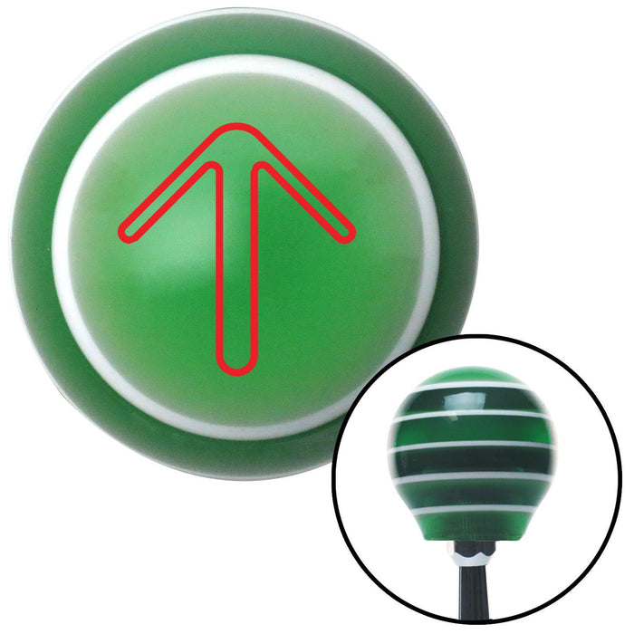 Red Pointing Arrow Up Green Stripe Shift Knob with M16 x 15 Insert