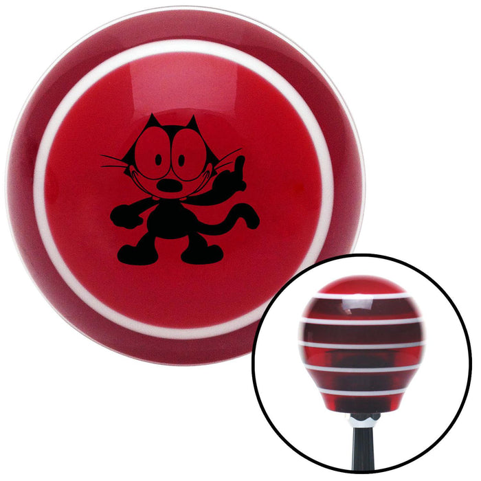 Black Felix The Cat Middle Finger Red Stripe Shift Knob with M16 x 15 Insert