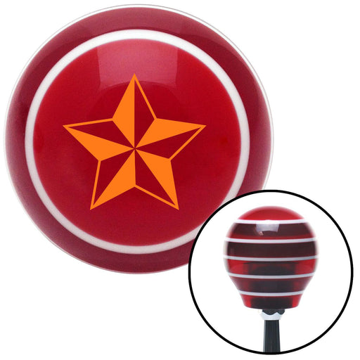 Orange Tattoo Star Wide Red Stripe Shift Knob with M16 x 15 Insert