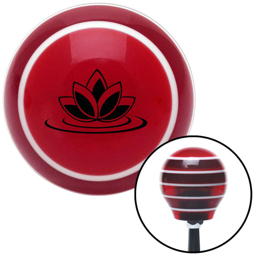 Black Flower on Lilypad Red Stripe Shift Knob with M16 x 15 Insert